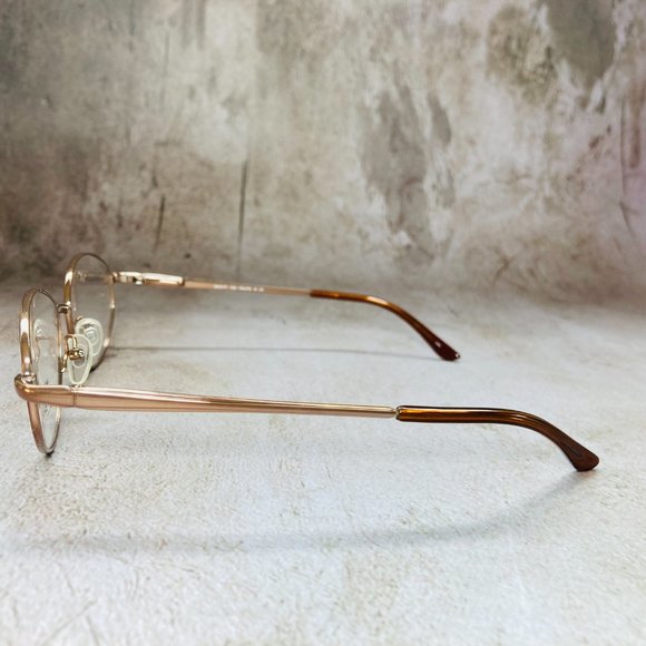 Thornton & Banks Oval Gold & Taupe Brown Eyeglasses Glasses Frames NWOT main image 5